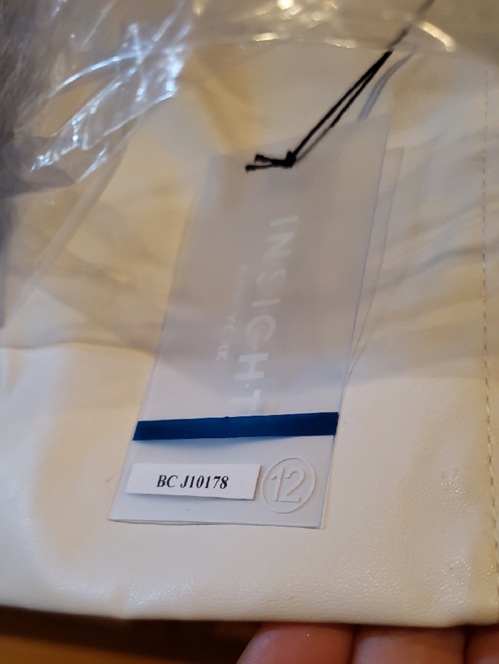 Insight NEW Long Jacket White Vegan Leather Knit Sleeves Women's 12 - Picture 7 of 16